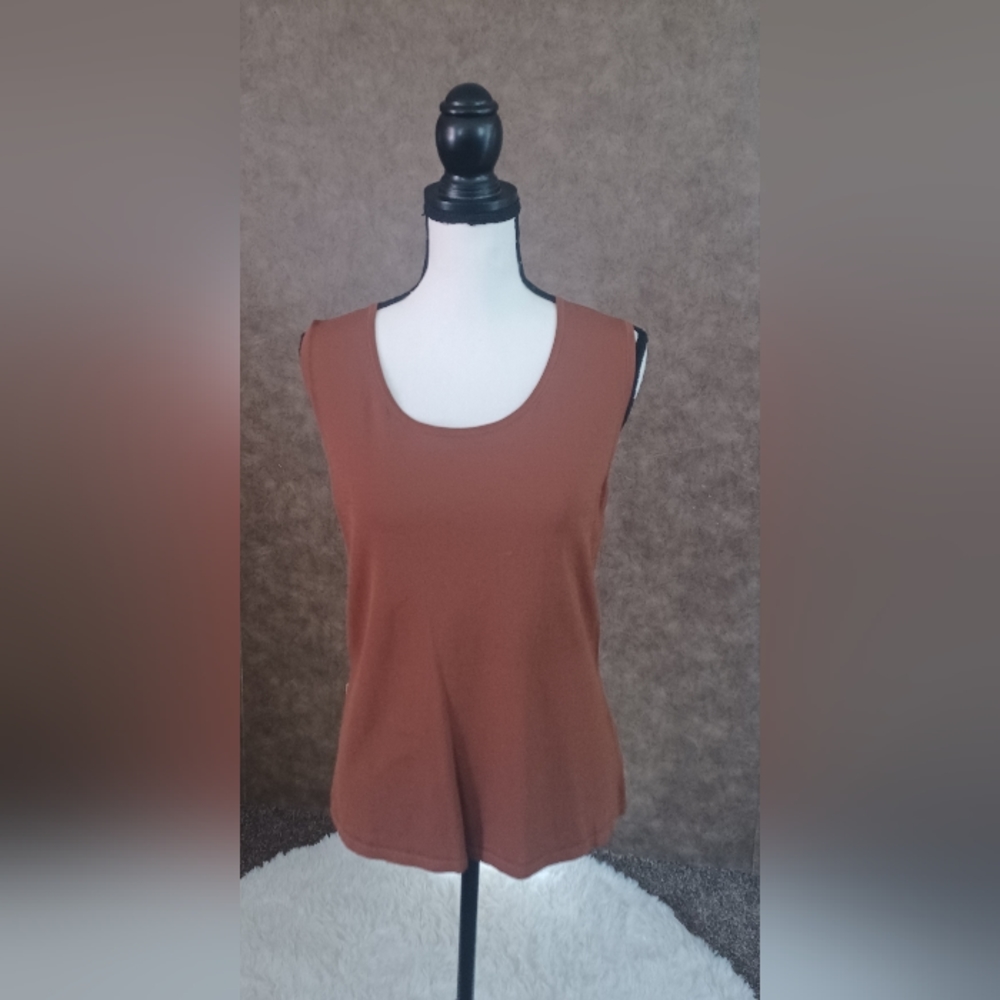 Women's Brown Jones Wear Sleeveless Career Tank Top Blouse Shirt Size Large